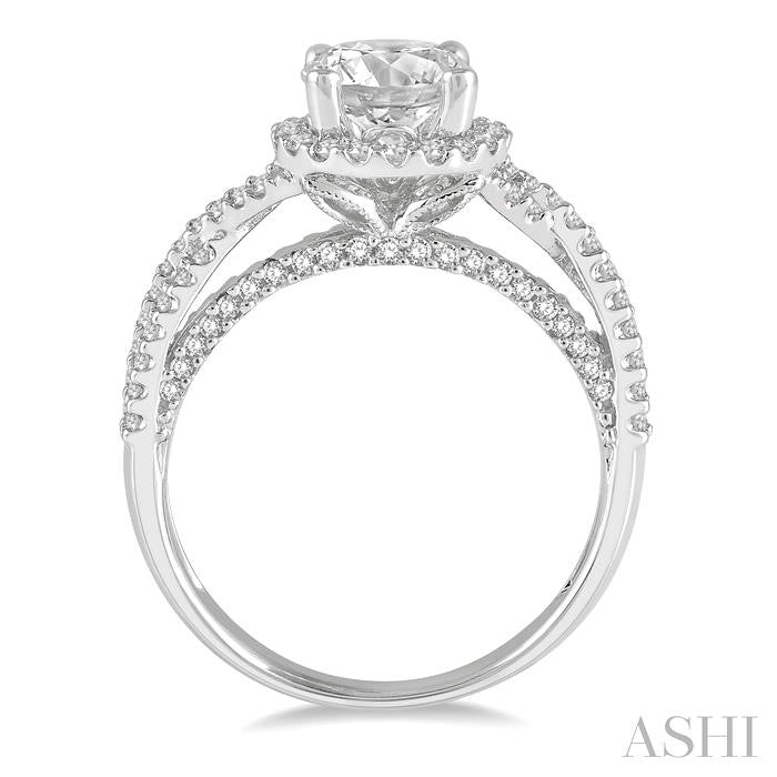 ASHI Round Shape Semi-Mount Halo Diamond Engagement Ring 200L3PPFHWG-SM