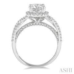 ASHI Round Shape Semi-Mount Halo Diamond Engagement Ring 200L3PPFHWG-SM