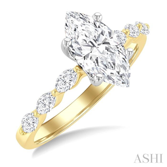 ASHI Marquise Shape Semi-Mount Diamond Engagement Ring 202K4PPFGYW-SM-MQ