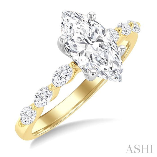 ASHI Marquise Shape Semi-Mount Diamond Engagement Ring 202K4PPFGYW-SM-MQ