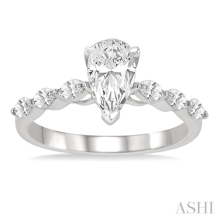 ASHI Pear Shape Semi-Mount Diamond Engagement Ring 202K4PPFVWG-SM-PR