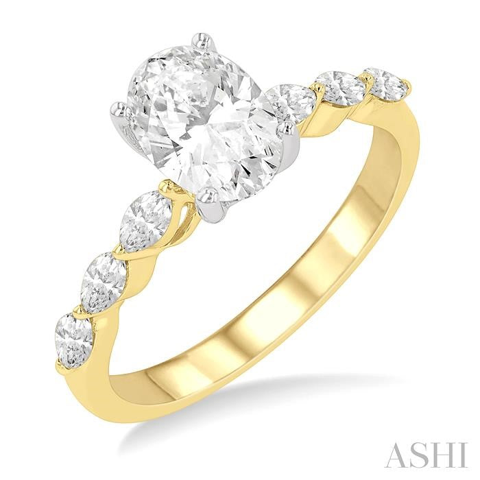ASHI Oval Shape Semi-Mount Diamond Engagement Ring 202K4PPFVYW-SM-OV