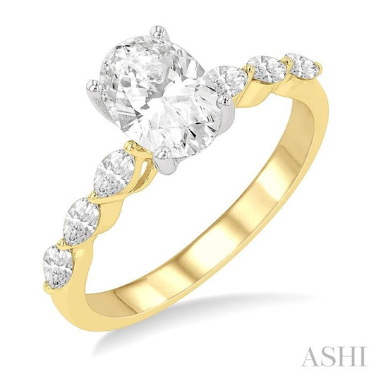 ASHI Oval Shape Semi-Mount Diamond Engagement Ring 202K4PPFVYW-SM-OV