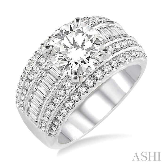 ASHI Round Shape Semi-Mount Diamond Engagement Ring 20300PPFRWG-SM-1.35