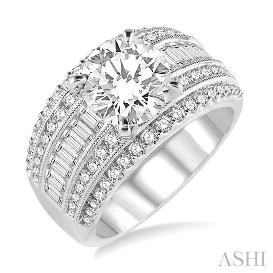 ASHI Round Shape Semi-Mount Diamond Engagement Ring 20300PPFRWG-SM-1.35