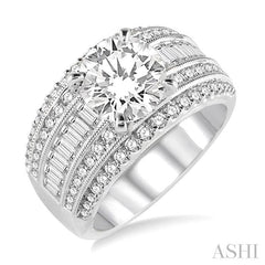 ASHI Round Shape Semi-Mount Diamond Engagement Ring 20300PPFRWG-SM-1.35