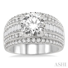 ASHI Round Shape Semi-Mount Diamond Engagement Ring 20300PPFRWG-SM-1.35