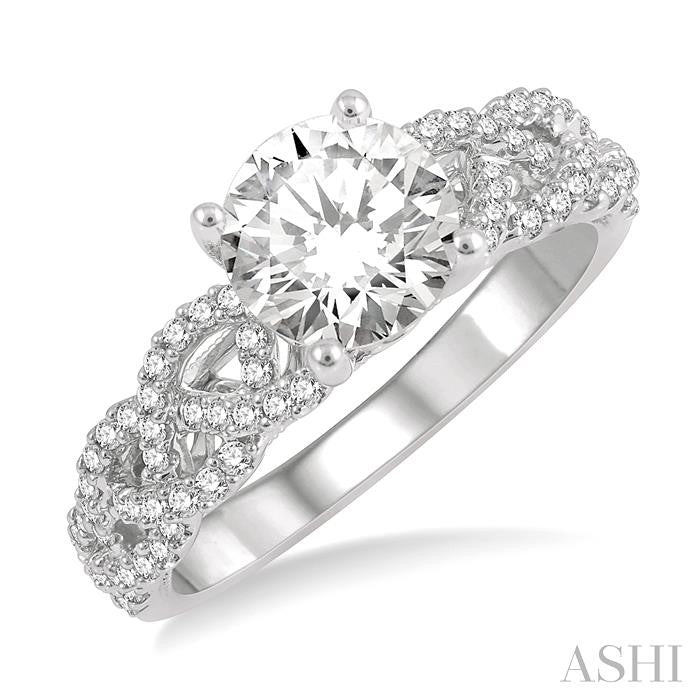 ASHI Round Shape Semi-Mount Diamond Engagement Ring 203J5PPFVWG-SM