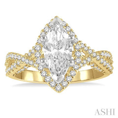 ASHI Marquise Shape Semi-Mount Halo Diamond Engagement Ring 203L3PPFGYW-SM