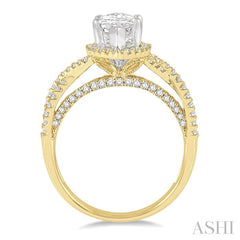 ASHI Marquise Shape Semi-Mount Halo Diamond Engagement Ring 203L3PPFGYW-SM