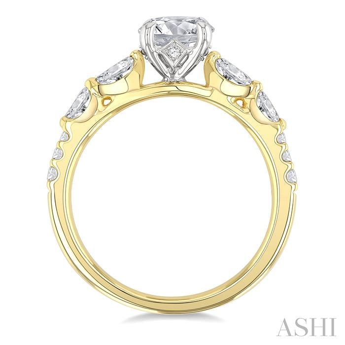 ASHI Round Shape Semi-Mount Diamond Engagement Ring 203M4PPFGYW-SM