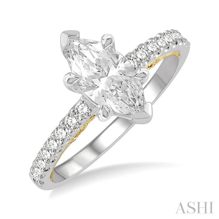 ASHI Marquise Shape Semi-Mount Diamond Engagement Ring 204J6PPFGWY-SM-MQ