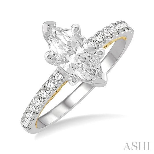 ASHI Marquise Shape Semi-Mount Diamond Engagement Ring 204J6PPFGWY-SM-MQ