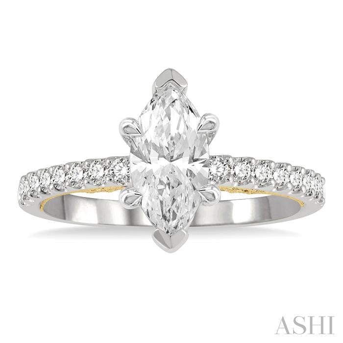 ASHI Marquise Shape Semi-Mount Diamond Engagement Ring 204J6PPFGWY-SM-MQ