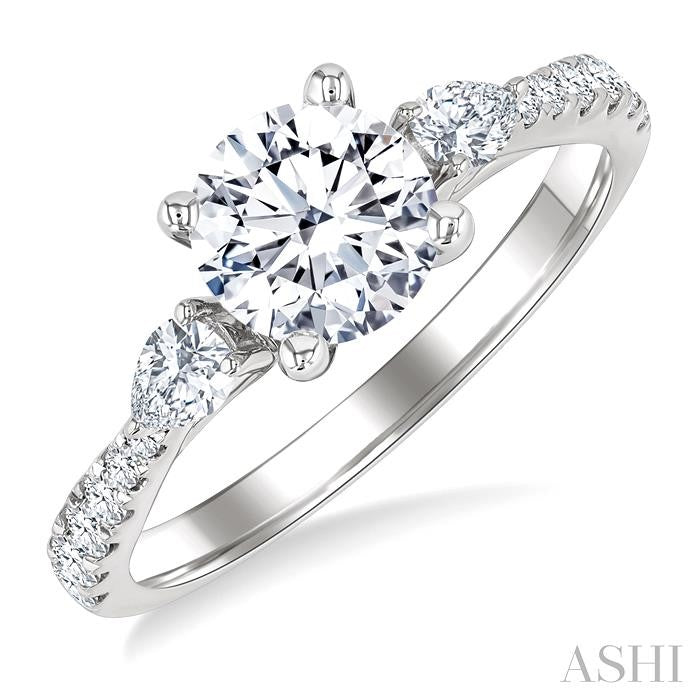 ASHI Round Shape Semi-Mount Diamond Engagement Ring 204M4PPFGWG-SM