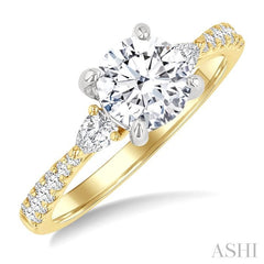 ASHI Round Shape Semi-Mount Diamond Engagement Ring 204M4PPFGYW-SM
