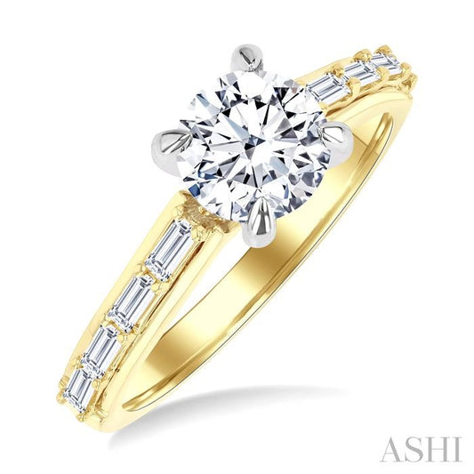 ASHI Round Shape Semi-Mount Diamond Engagement Ring 205M6PPFGYW-SM