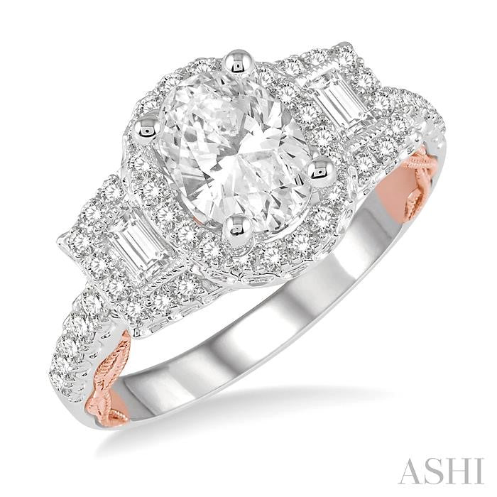 ASHI Oval Shape Semi-Mount Halo Diamond Engagement Ring 206G3PPFVWP-SM