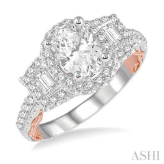 ASHI Oval Shape Semi-Mount Halo Diamond Engagement Ring 206G3PPFVWP-SM