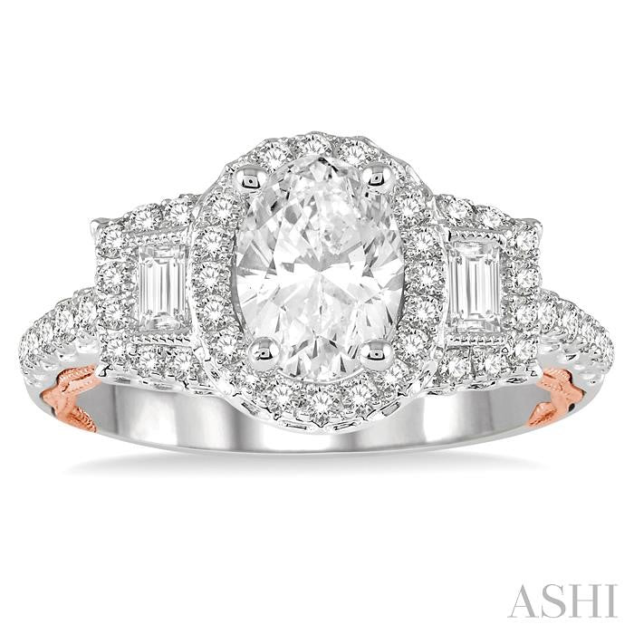 ASHI Oval Shape Semi-Mount Halo Diamond Engagement Ring 206G3PPFVWP-SM