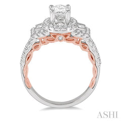 ASHI Oval Shape Semi-Mount Halo Diamond Engagement Ring 206G3PPFVWP-SM