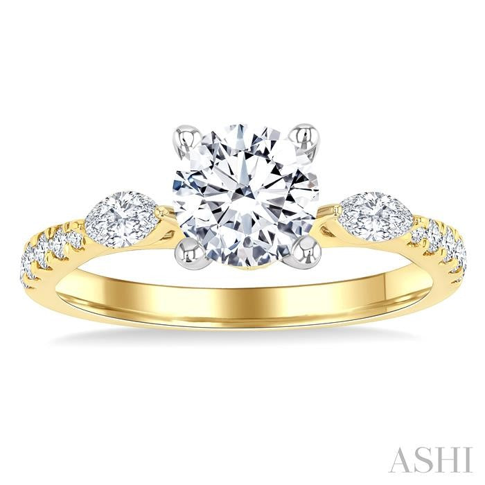 ASHI Round Shape Semi-Mount Diamond Engagement Ring 206M4PPFGYW-SM