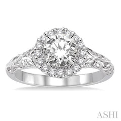 ASHI Round Shape Halo Diamond Engagement Ring 20713PPFHWG-LE