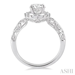ASHI Round Shape Halo Diamond Engagement Ring 20713PPFHWG-LE