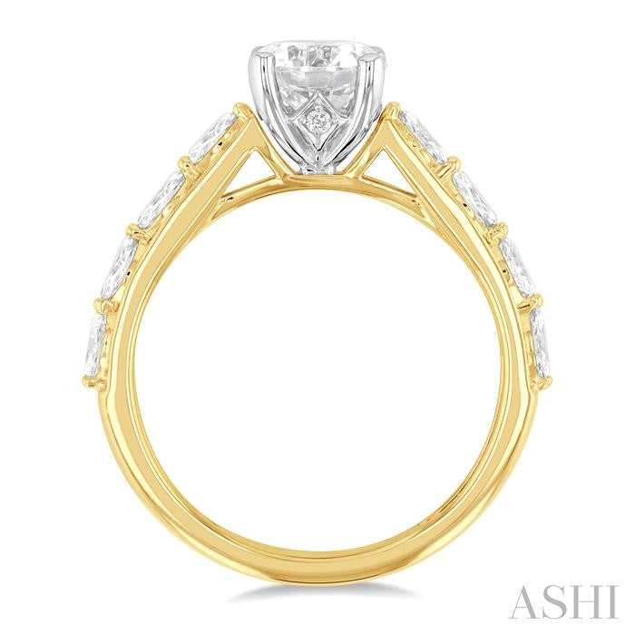 ASHI Round Shape Semi-Mount Diamond Engagement Ring 207M3PPFGYW-SM