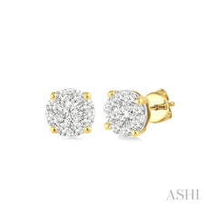 ASHI Round Shape Lovebright Essential Diamond Stud Earrings 91756PPFHERYW
