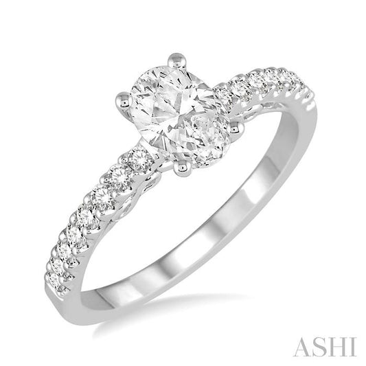 ASHI Oval Shape Semi-Mount Diamond Engagement Ring 208D6PPFVWG-SM