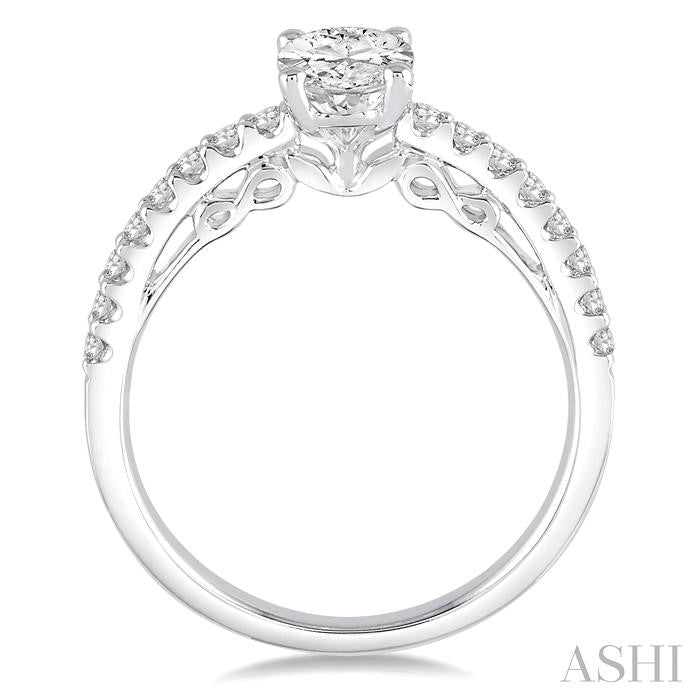 ASHI Oval Shape Semi-Mount Diamond Engagement Ring 208D6PPFVWG-SM