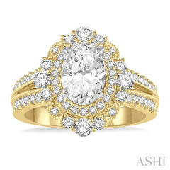 ASHI Oval Shape Semi-Mount Halo Diamond Engagement Ring 208H2PPFGYW-SM
