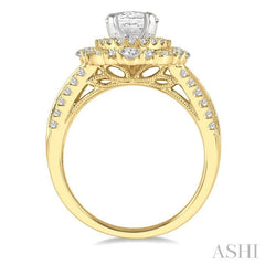 ASHI Oval Shape Semi-Mount Halo Diamond Engagement Ring 208H2PPFGYW-SM