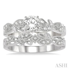 ASHI Round Shape Diamond Wedding Set 208J4PPFHWG-WS