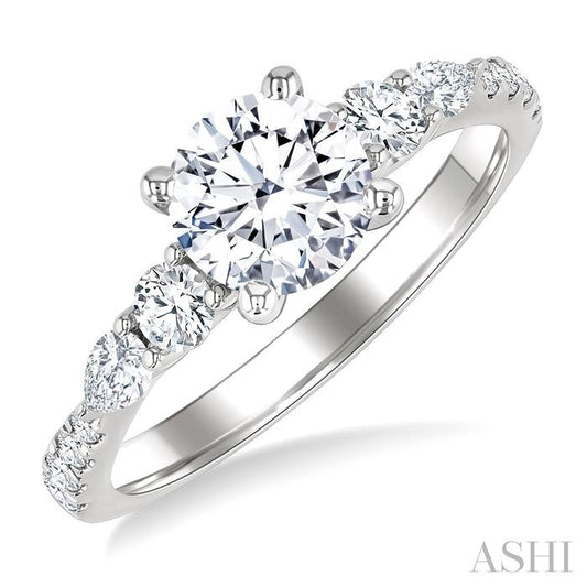 ASHI Round Shape Semi-Mount Diamond Engagement Ring 208M3PPFGWG-SM