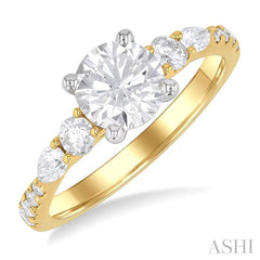 ASHI Round Shape Semi-Mount Diamond Engagement Ring 208M3PPFGYW-SM