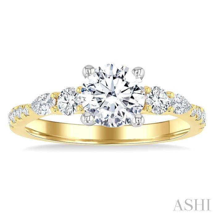 ASHI Round Shape Semi-Mount Diamond Engagement Ring 208M3PPFGYW-SM