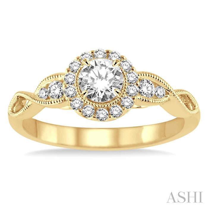 ASHI Round Shape Halo Diamond Engagement Ring 20993PPFHYG-LE