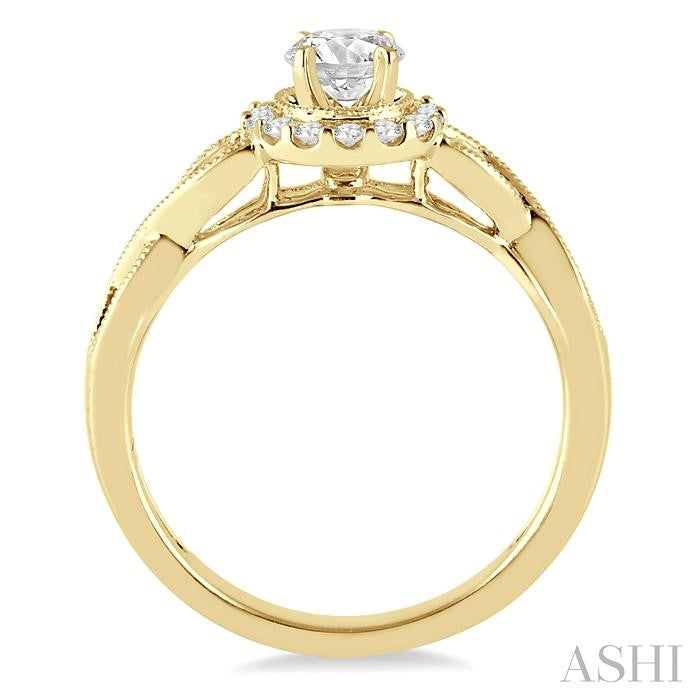 ASHI Round Shape Halo Diamond Engagement Ring 20993PPFHYG-LE