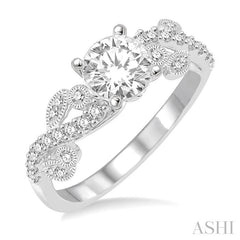 ASHI Round Shape Diamond Engagement Ring 210B2PPFVWG-LE