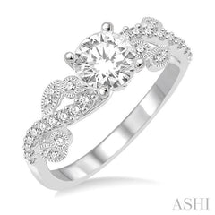 ASHI Round Shape Diamond Engagement Ring 210B2PPFVWG-LE