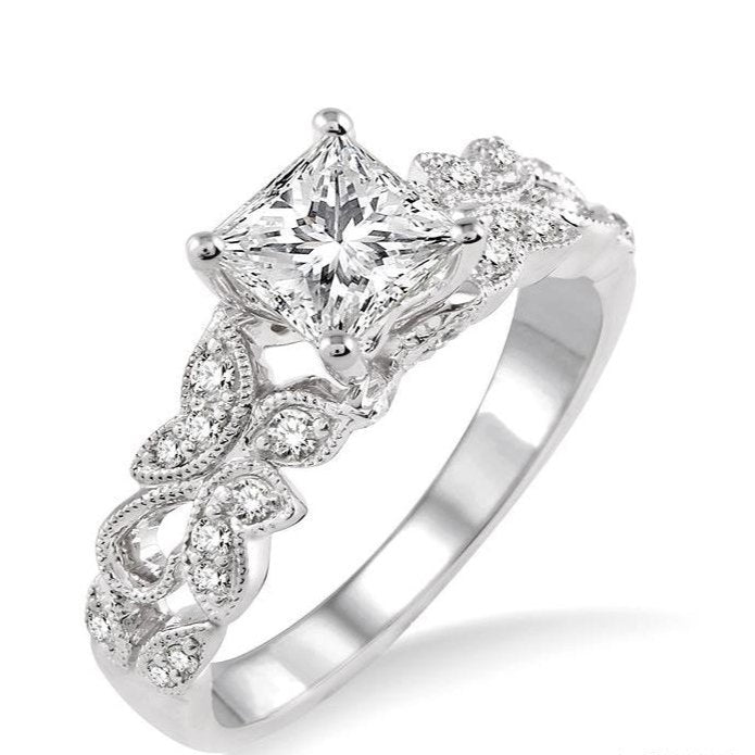 Parkplace Jewelers Princess Shape Semi-Mount Diamond Engagement Ring 19807PPFHWG-SM