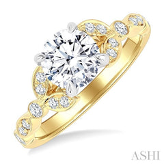 ASHI Round Shape Semi-Mount Diamond Engagement Ring 211M6PPFGYW-SM