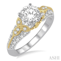 ASHI Round Shape Semi-Mount Diamond Engagement Ring 213E4PPFVWY-SM