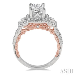 ASHI Cushion Shape Semi-Mount Halo Diamond Engagement Ring 214G3PPFVWP-SM