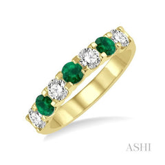 ASHI 7 Alternate Gemstone & Diamond Wedding Band 46483PPFGEMYG