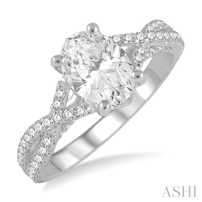 ASHI Oval Shape Semi-Mount Diamond Engagement Ring 216J3PPFHWG-SM
