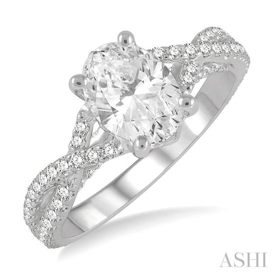 ASHI Oval Shape Semi-Mount Diamond Engagement Ring 216J3PPFHWG-SM