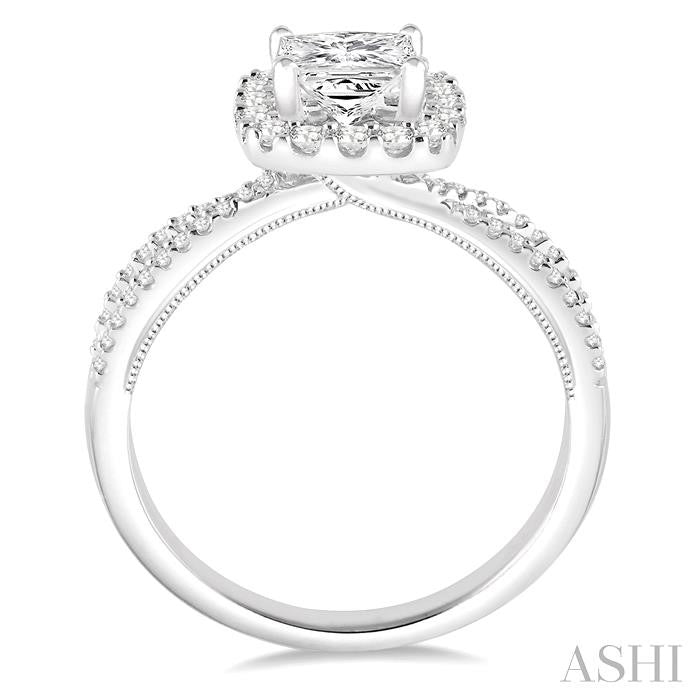 ASHI Princess Shape Halo Diamond Engagement Ring 217C3PPFHWG-LE